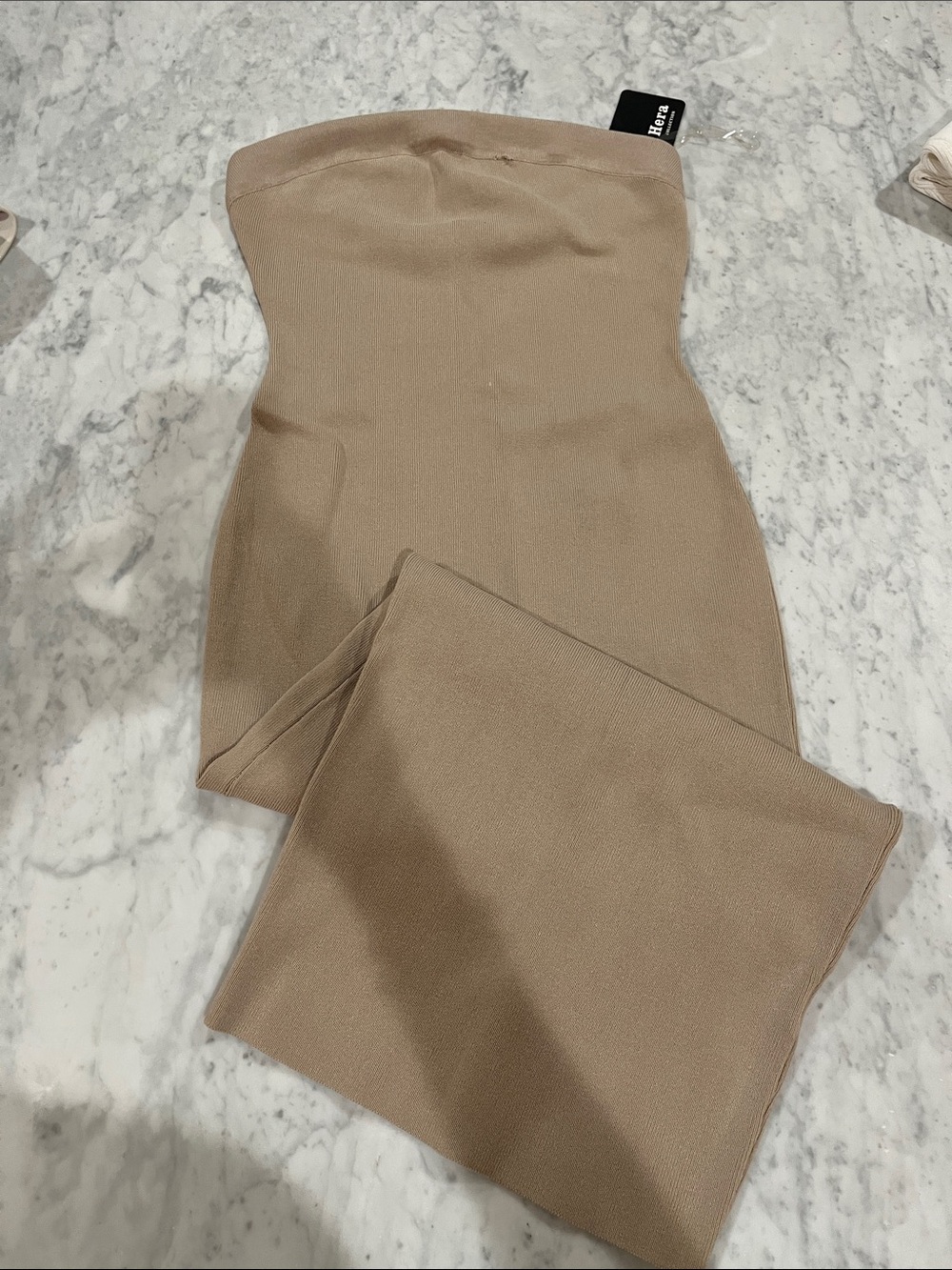 Strapless Beige Bodycon Dress